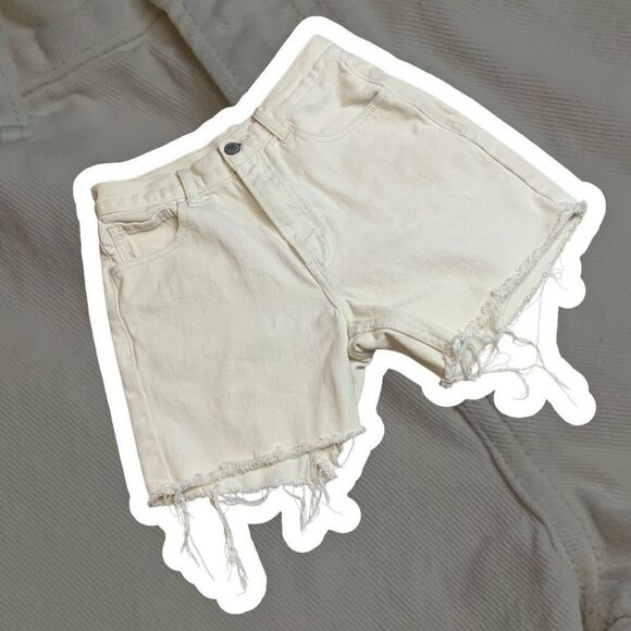 John Galt J.Galt Ivory Cut Off Shorts Denim Jeans Light Wash 24” Small - Picture 1 of 8